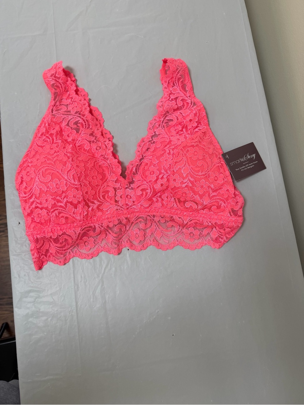 Smart and Sexy Signature Lace Deep V Bralette Hot Pink